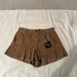 Zaful Tan Corduroy Women Cargo Shorts